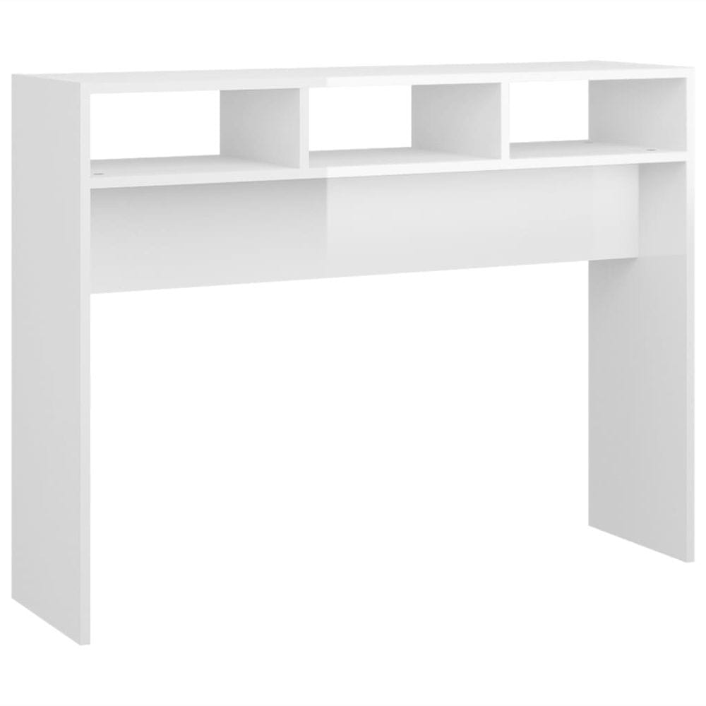 Vidaxl Konzolový stolík lesklý biely 105x30x80 cm drevotrieska